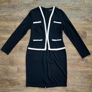 MUSHARE Colorblock Black and White Dress